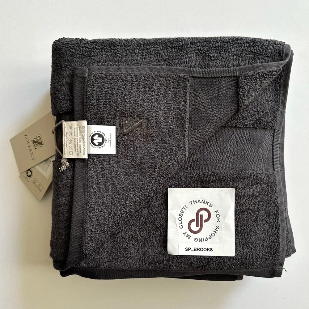 🎁ZOFFANY Hand Towels - Set of 2 - Bone Black - 3D20050HBK - Kanoko Plain Dye